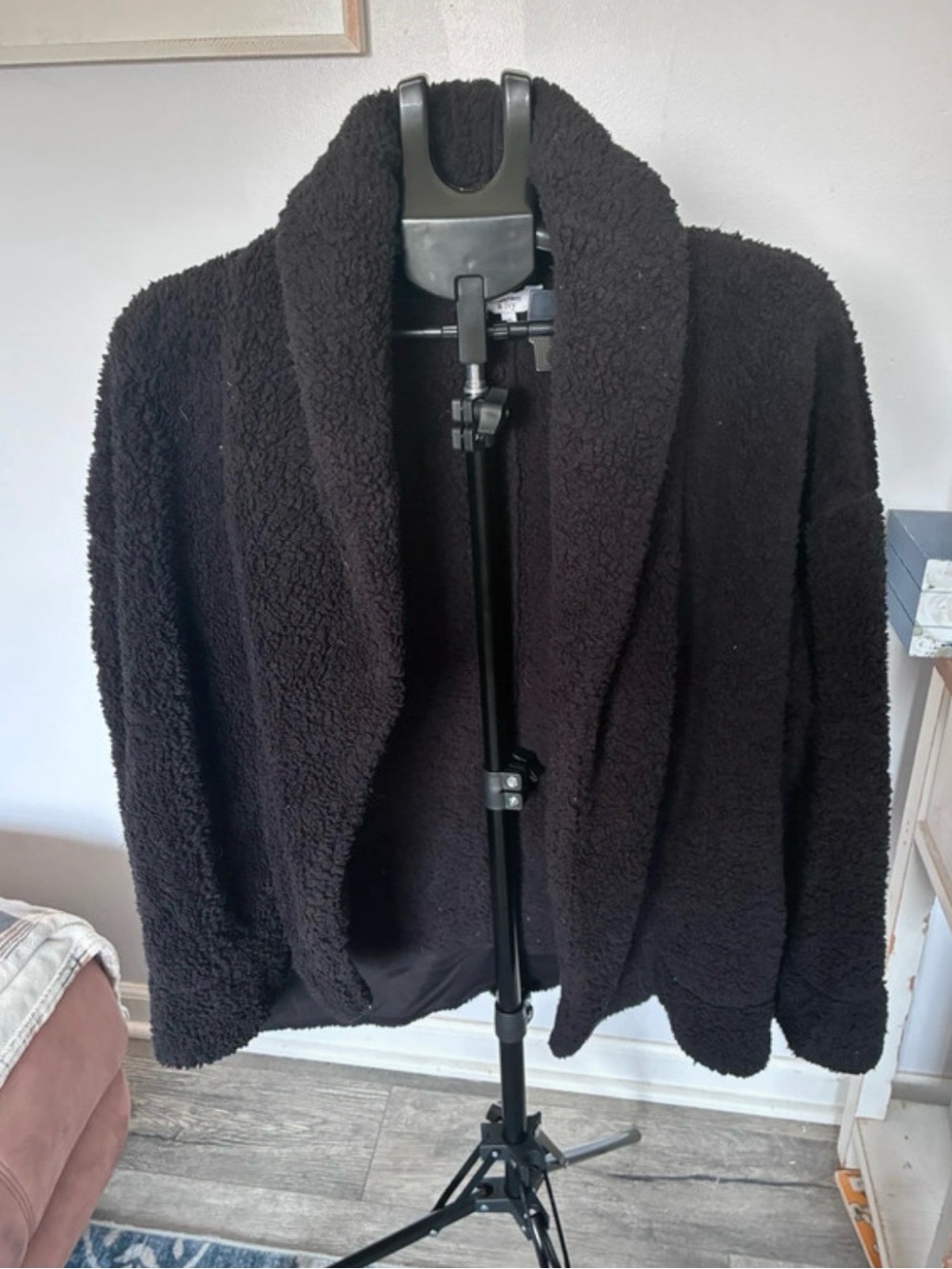 crown & ivy Black Plush Teddy Jacket